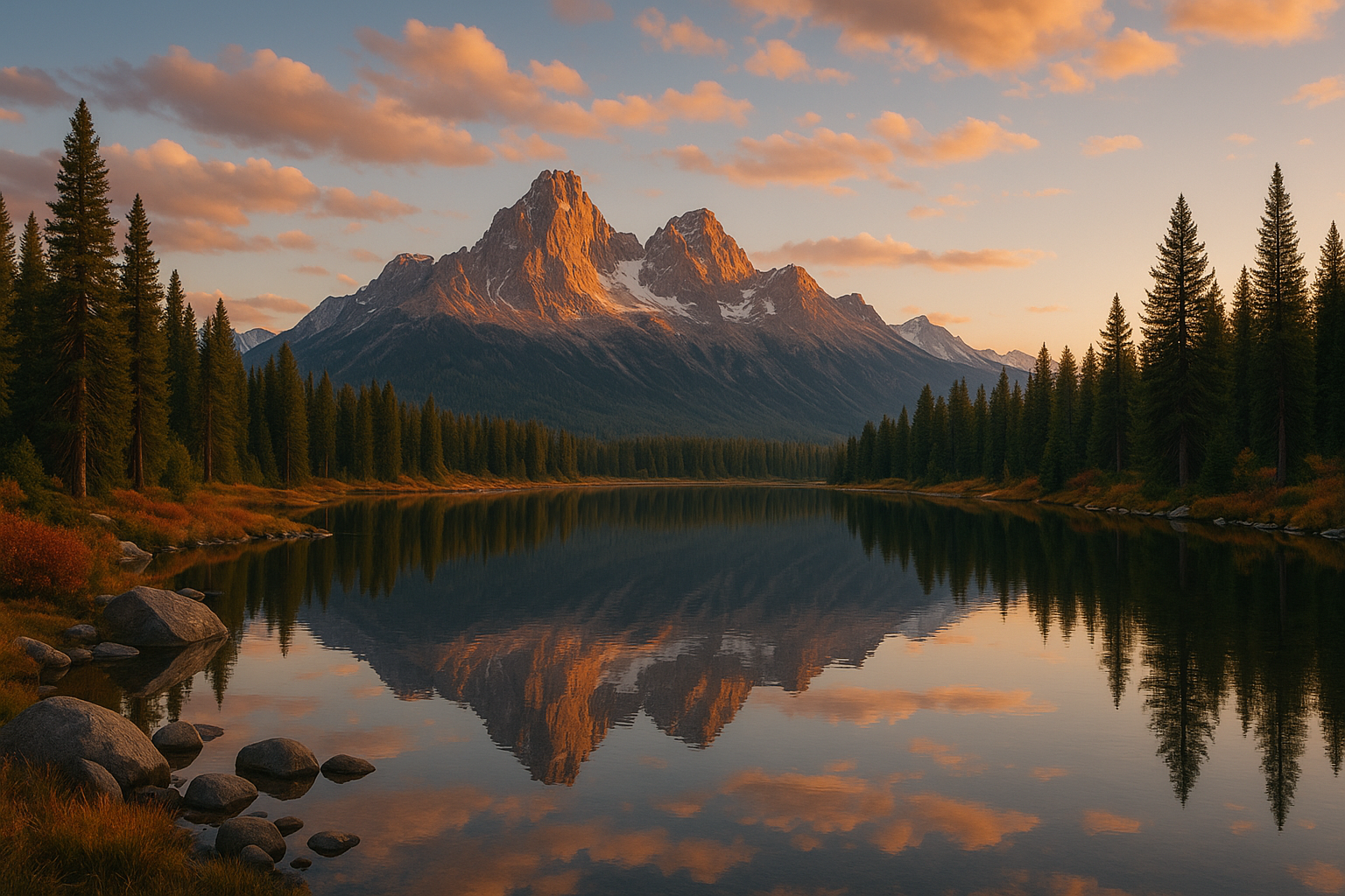 Golden Serenity: Majestic Mountain Sunset Landscape Print